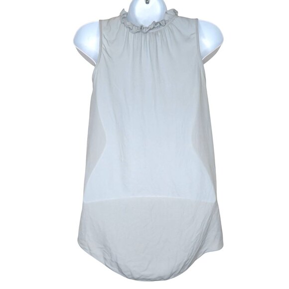 Elizabeth And James Silk Blouse Light Blue Ruffle Neck Sleeveless Tie Detail M - Picture 6 of 7